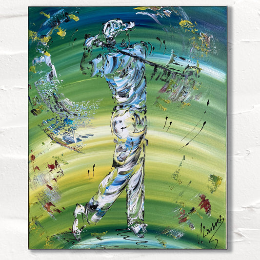 Golf Sport Swing - Peinture sur toile 50x61cm