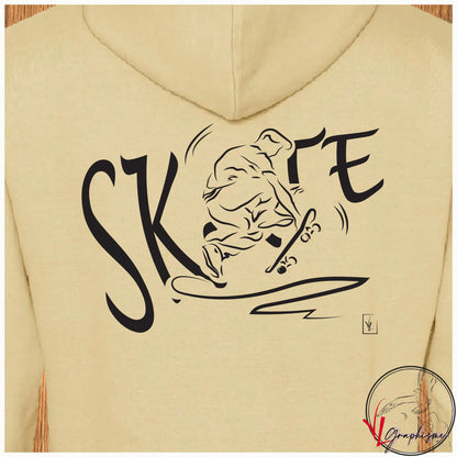 Graphisme Skate Board Sport sur un Sweat couleur sable personnalisé. Création VLGraphisme Virginie Linard©Skate Board Sport Sweat-shirt personnalisé Création VLGraphisme Virginie Linard ©