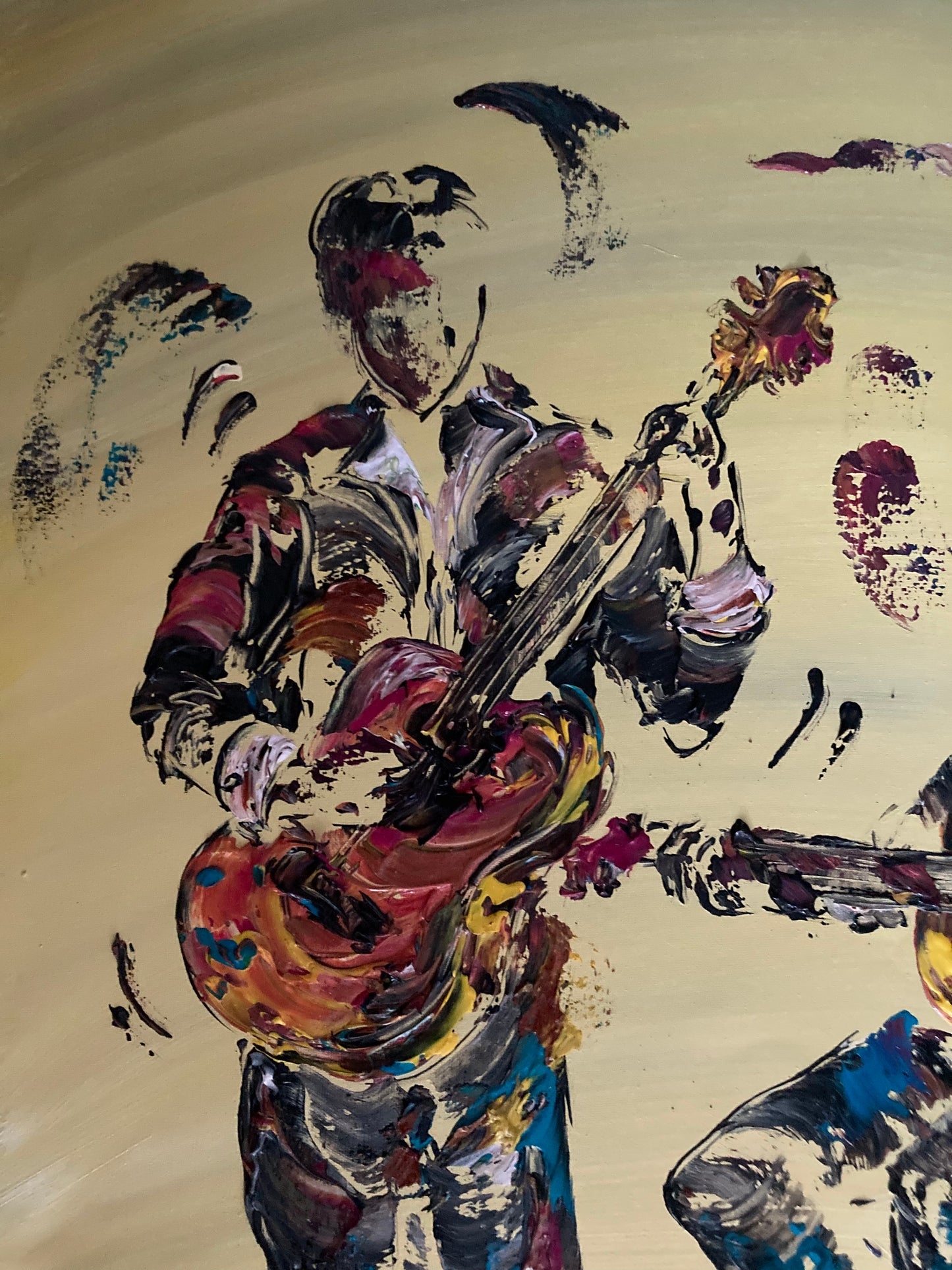 Guitaristes - Peinture sur toile 55x46 cm