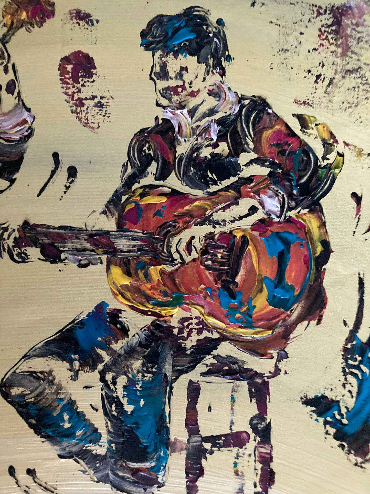 Guitaristes - Peinture sur toile 55x46 cm