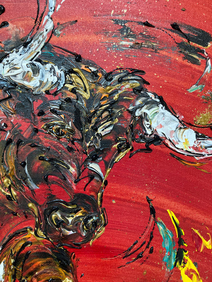 Bull - Painting on canvas 38x46cm
