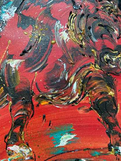 Bull - Painting on canvas 38x46cm