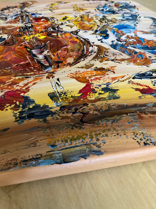 Tableau duo Saxophone Contrebasse  50x61cm - Peinture originale sur Toile - VGL©