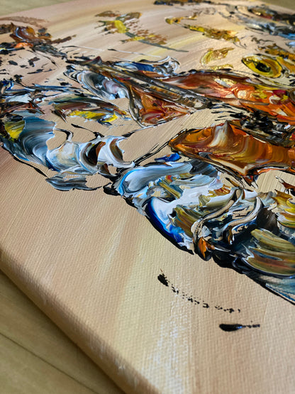 Tableau duo Saxophone Contrebasse  50x61cm - Peinture originale sur Toile - VGL©