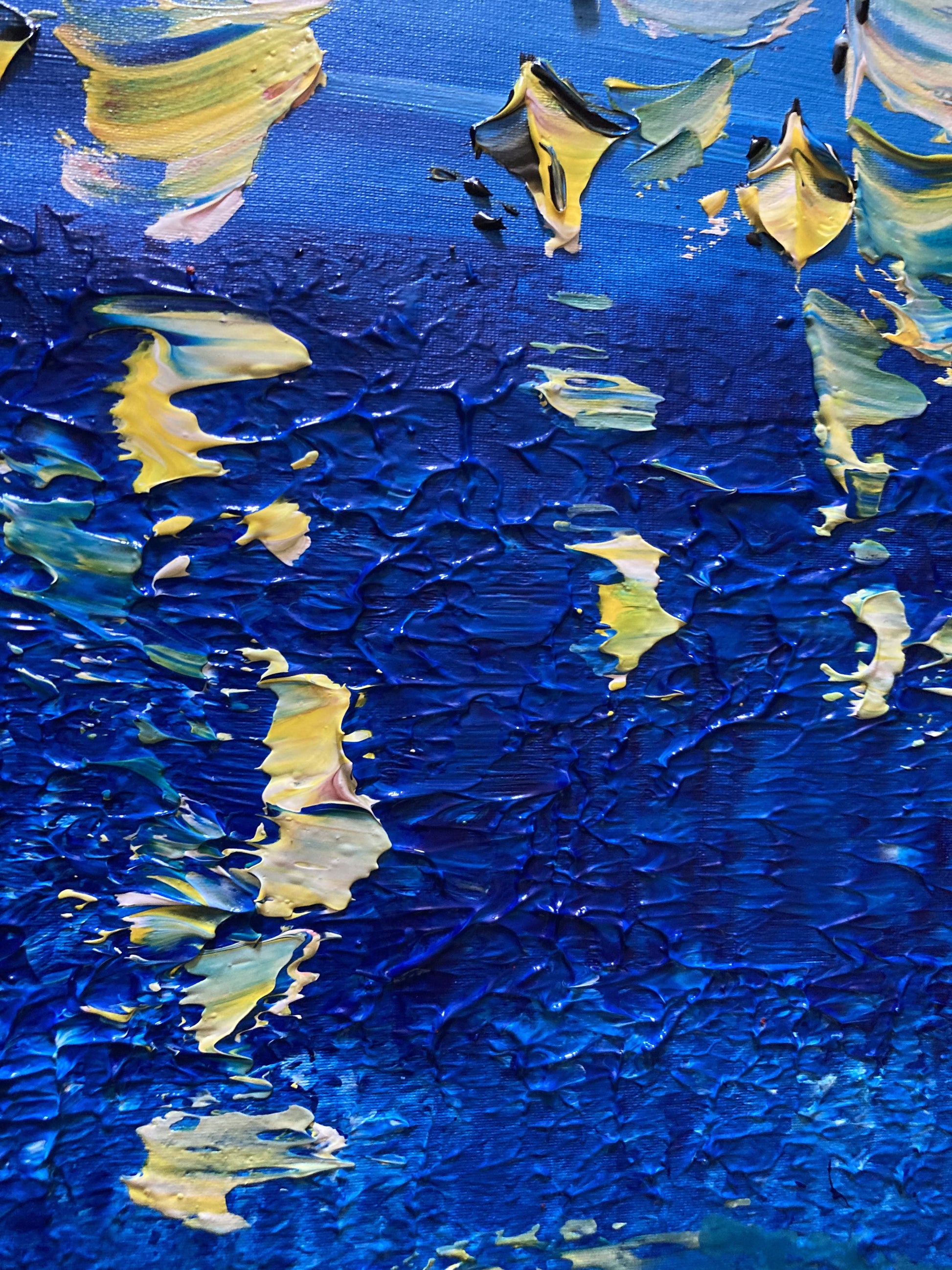 Tableau Marine voiliers peinture sur toile 30x60 detail3 virginie Linard ©