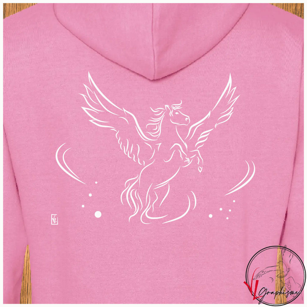 Cheval Pégase Sweat-shirt rose personnalisé Création VLGraphisme Virginie Linard ©