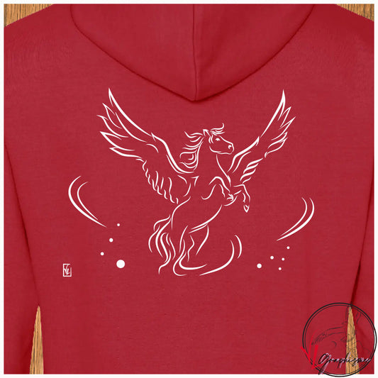 Cheval Pégase Sweat-shirt rouge personnalisé Création VLGraphisme Virginie Linard ©