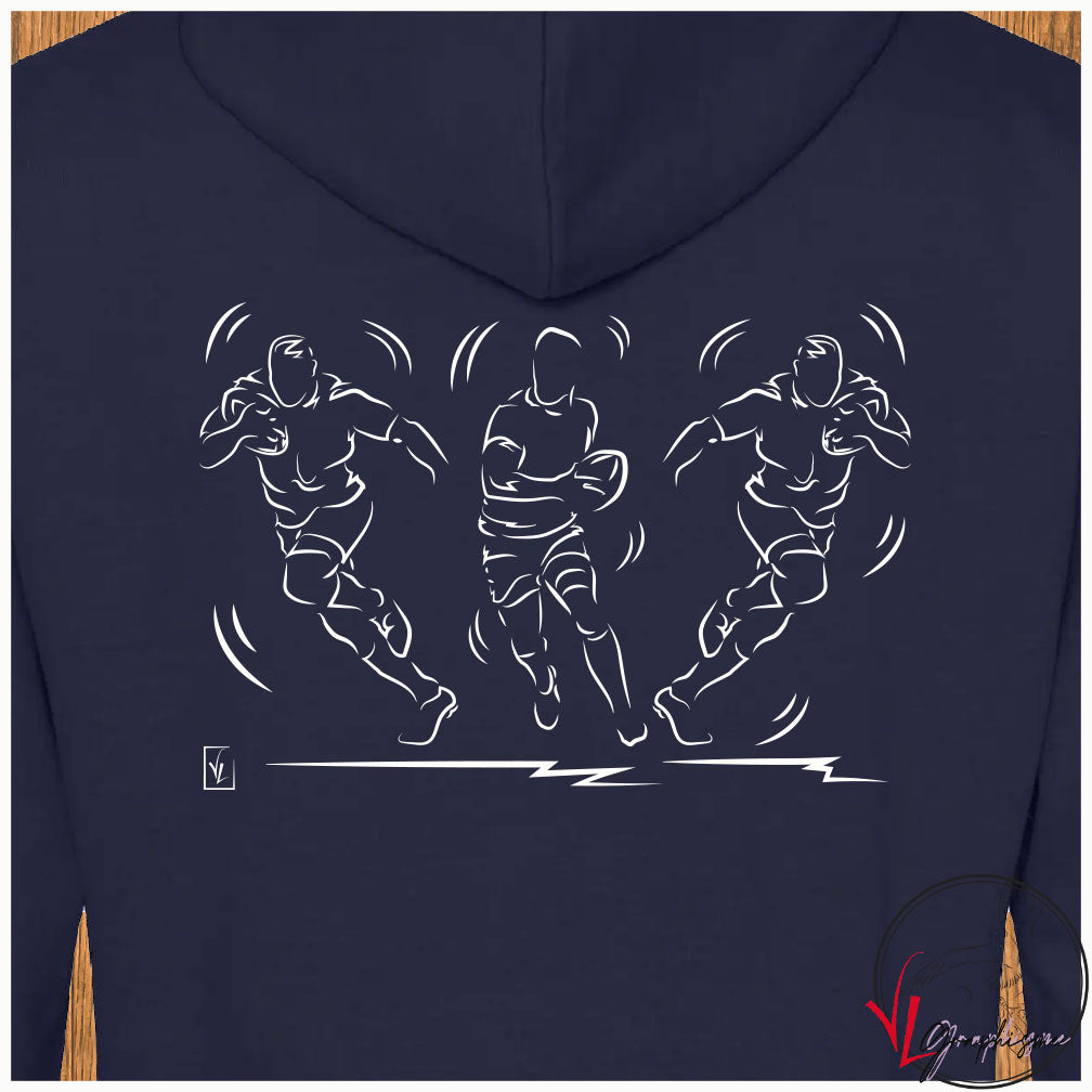 Trois Rugbymans Sport Rugby Sweat-shirt personnalisé Création VLGraphisme Virginie Linard ©