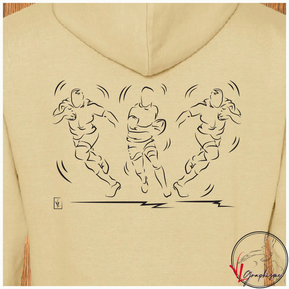 Trois Rugbymans Sport Rugby Sweat-shirt personnalisé Création VLGraphisme Virginie Linard ©