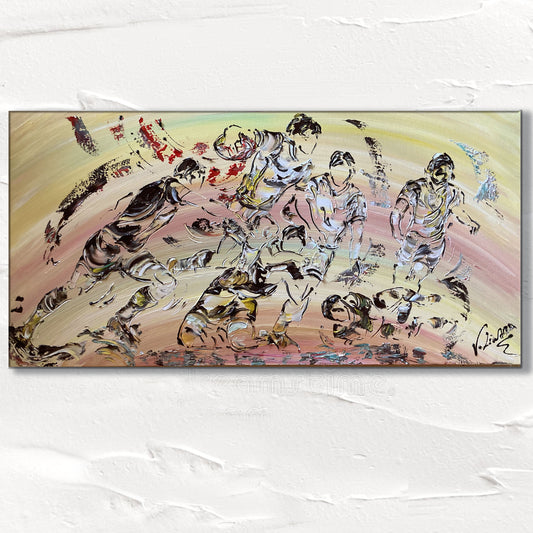 Rugby Sport - Peinture sur toile 50x100cm