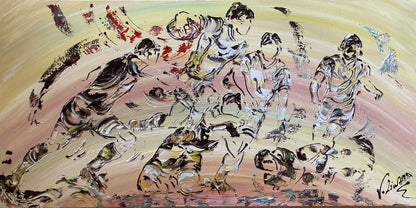 Rugby Sport - Peinture sur toile 50x100cm