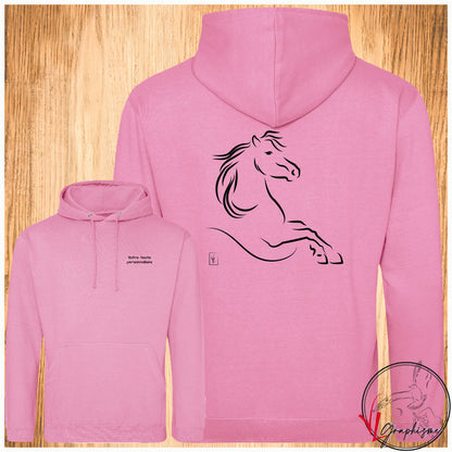 Cheval cabré Sweat-shirt rose personnalisé Création VLGraphisme Virginie Linard ©