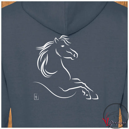 Cheval cabré Sweat-shirt bleu personnalisé Création VLGraphisme Virginie Linard ©