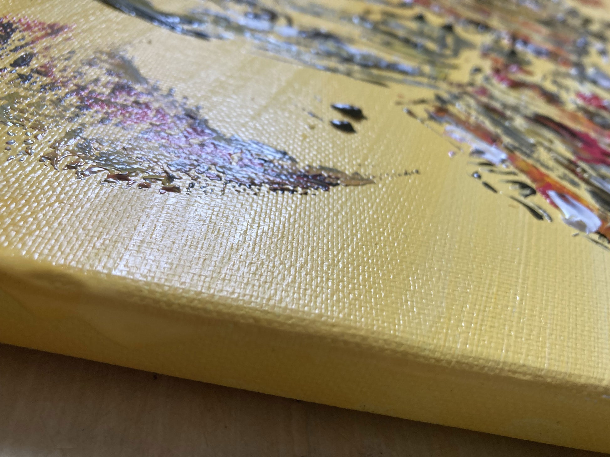 Tableau trio accordéonistes musiciens. Peinture sur toile format 46x38cm. Signée Virginie Linard ©. Détail.