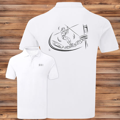 Polo blanc homme accrobranche - Cadeau personnalisable avec votre texte

