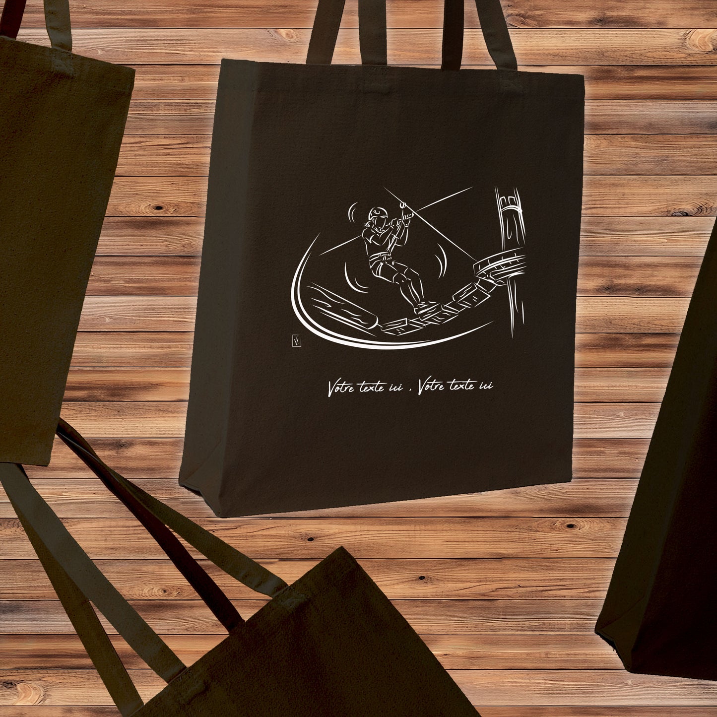 Sac cabas noir 21L accrobranche personnalisable - Design exclusif Virginie Linard
