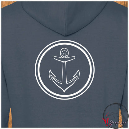 Ancre bateau voilier contour rond sur sweat bleu Virginie Linard ©