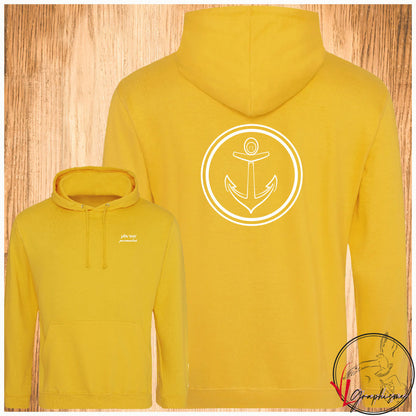 Ancre bateau voilier contour rond sur sweat jaune Virginie Linard ©