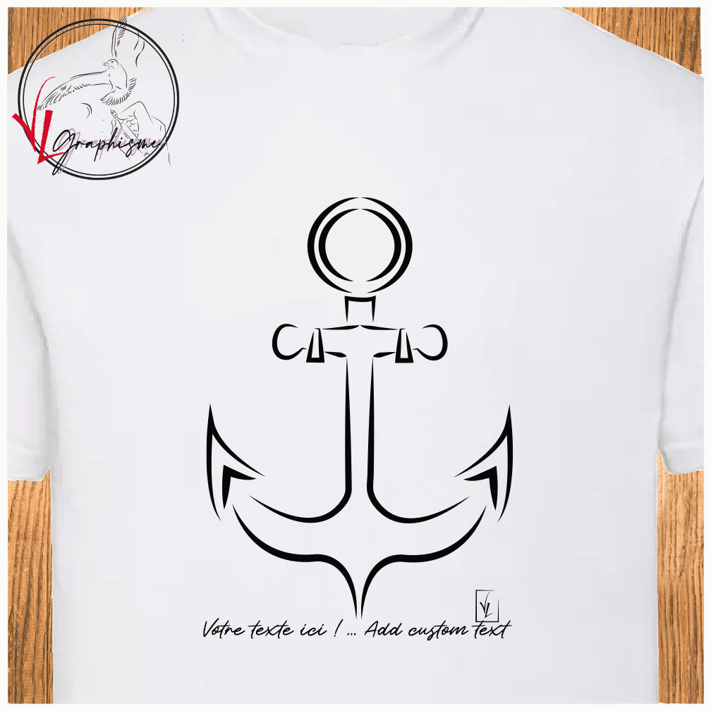 Ancre bateau voilier sur tshirt blanc Virginie Linard ©