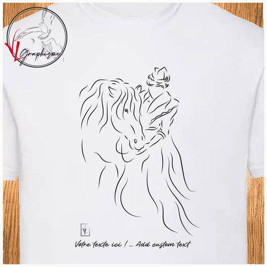 Arlésienne douce avec un cheval Tshirt personnalisé couleur blanc Création VLGraphisme Virginie Linard ©