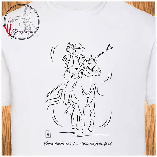 Arlésienne et gardian à cheval Camargue Tshirt personnalisé couleur blanc Création VLGraphisme Virginie Linard ©