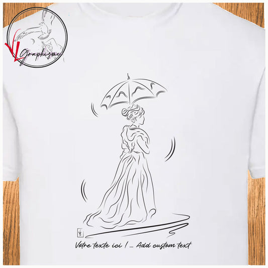 Arlésienne à l'ombrelle Tshirt personnalisé couleur blanc Création VLGraphism Virginie Linard ©