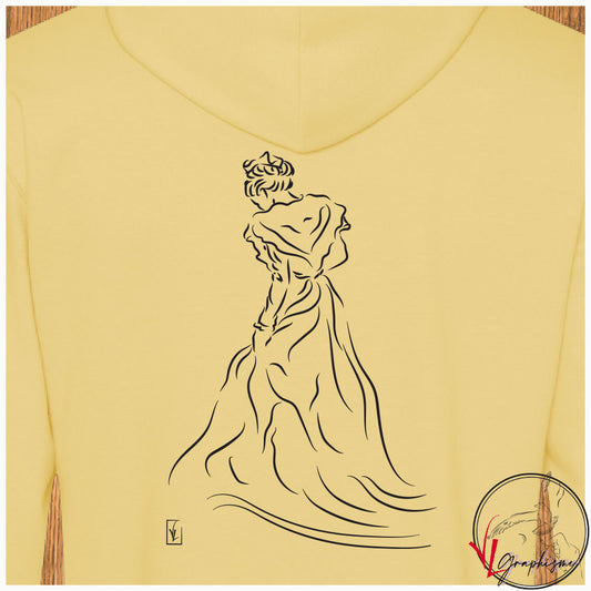 Graphisme Arlesienne robe arles Sweat personnalisé couleur jaune pâle Création VLGraphisme Virginie Linard ©