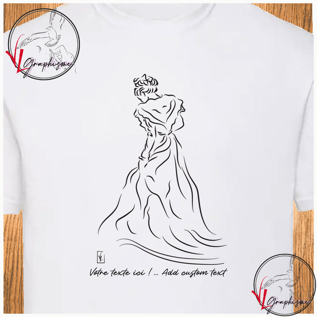 Graphisme Arlesienne robe arles Tshirt personnalisé couleur blanc Création VLGraphisme Virginie Linard ©
