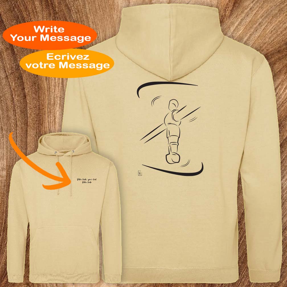 Babyfoot Sweat couleur beige à personnaliser avec du texte - Graphisme Virginie Linard ©