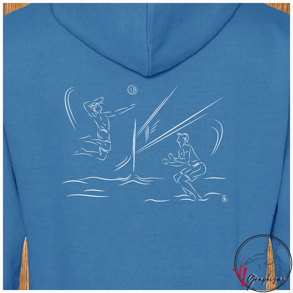 Beach volley hommes sur sweat bleu Virginie Linard ©