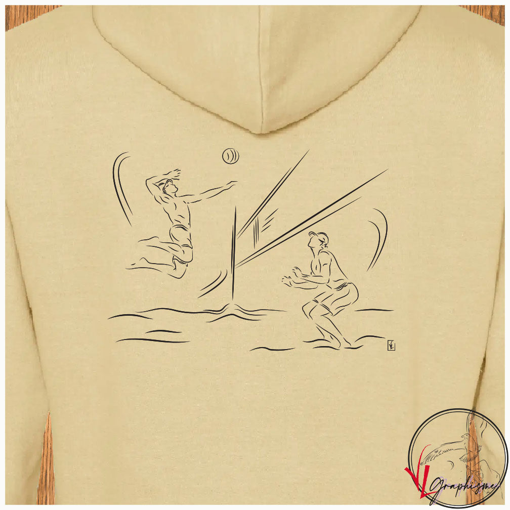 Beach volley hommes sur sweat beige Virginie Linard ©