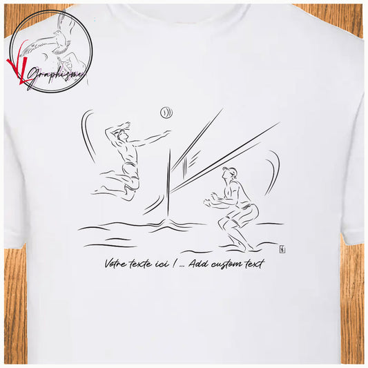 Beach volley hommes T-shirt blanc personnalisé Création VLGraphisme Virginie Linard ©