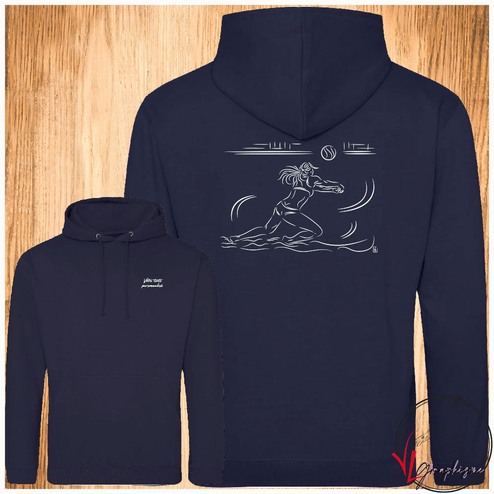 Beach volley femme Sweat-shirt bleu personnalisé Création Virginie Linard ©