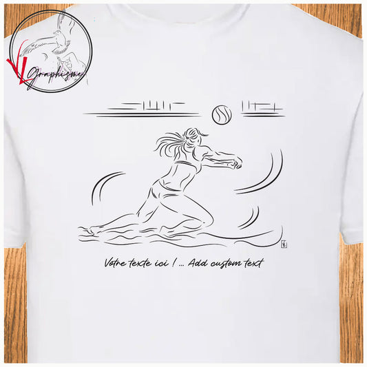 Beach volley femme T-shirt blanc personnalisé Création VLGraphisme Virginie Linard ©