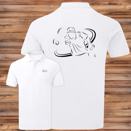 Polo homme pétanque personnalisable avec votre texte. Idéal cadeau - Design exclusif Virginie Linard
