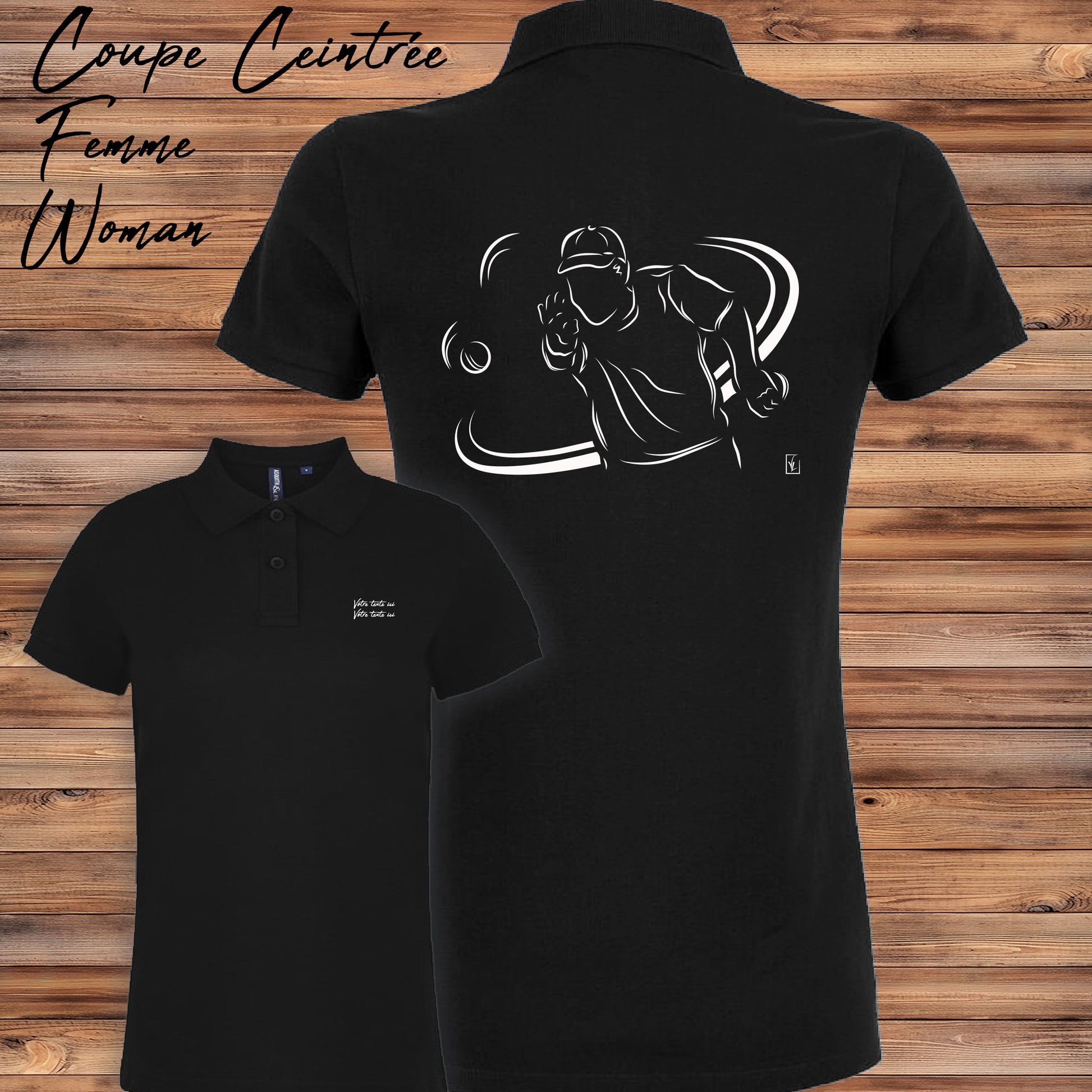 Polo femme pétanque bouliste tir personnalisable - Cadeau tireuse - Virginie Linard
