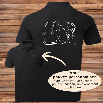 Polo homme pétanque bouliste tir personnalisable - Cadeau tireur - Virginie Linard
