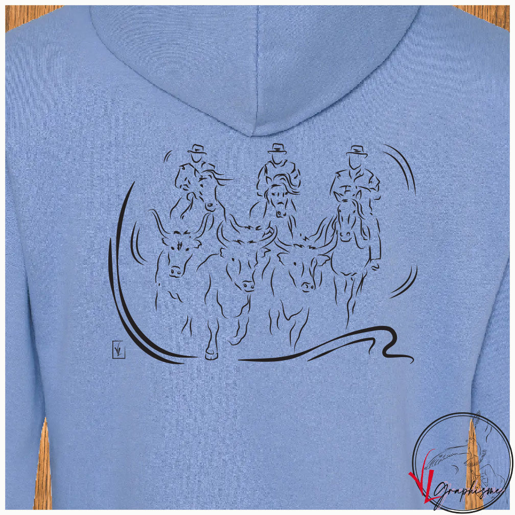 Manade Camargue gardian taureau Sweat personnalisé couleur Bleuet Création VLGraphisme Virginie Linard ©