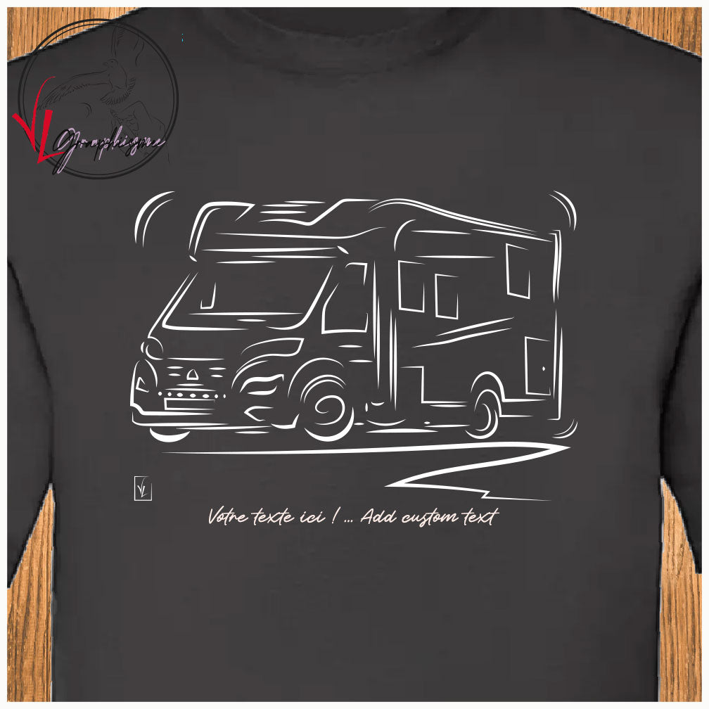 Graphisme camping car sur tshirt à personnaliser Virginie Linard ©