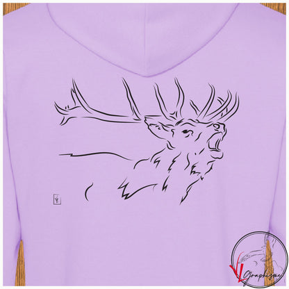 Graphisme sur Sweat d'un cerf qui brame à personnaliser de Virginie Linard ©