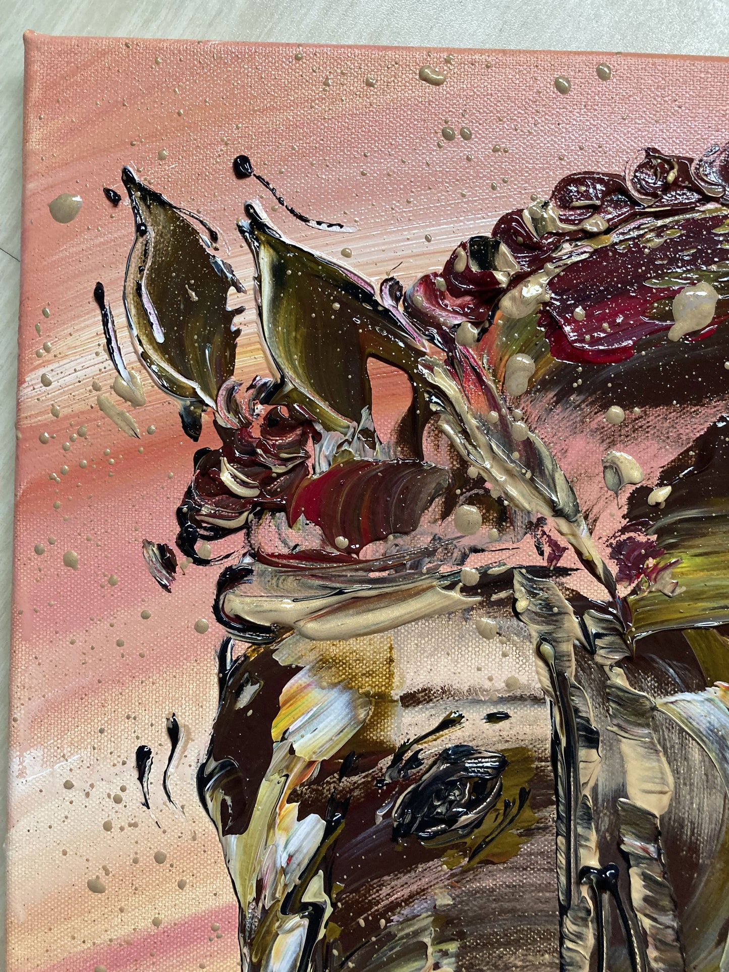 Cheval brun  - Peinture sur toile 46x38cm