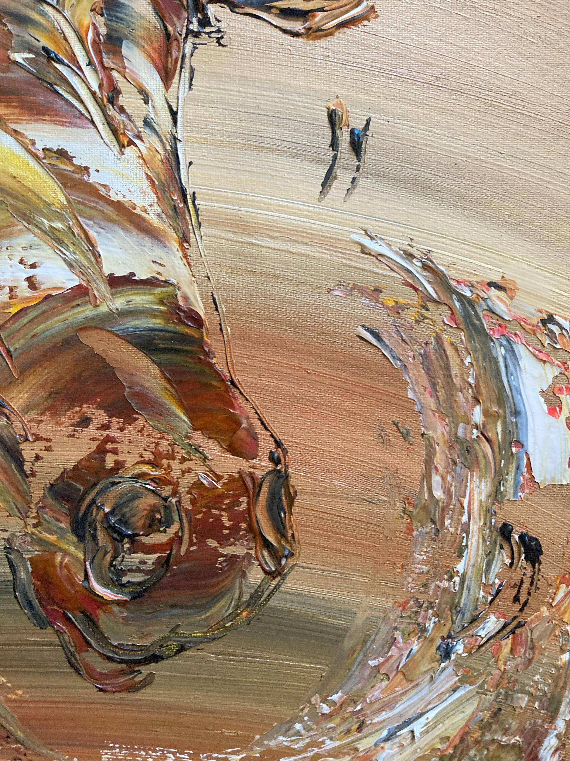 Tableau cheval marron , peinture sur toile 40x40cm. Création Virginie Linard ©.