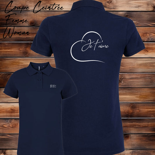 Graphisme Cœur je t'aime Amour. Graphisme sur polo, création Virginie Linard ©.