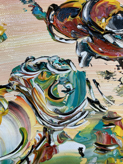 Tableau Peinture Corrida Tauromachie - Spatule Reliefs - Toile Originale 30x50cm