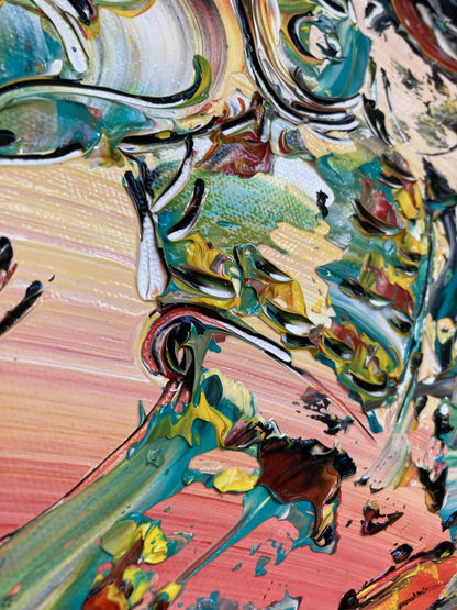 Tableau Peinture Corrida Tauromachie - Spatule Reliefs - Toile Originale 30x50cm