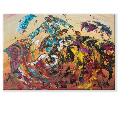 Tableau Corrida Tauromachie. Peinture Originale sur toile. Format 40x60cm. Création Virginie Linard ©.