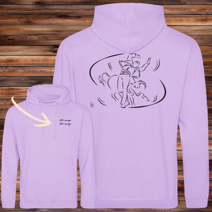 Course Landaise, écarteur et vache sauvage Graphisme sur Sweat-shirt 280g unisexe jaune à personnaliser avec du texte. Création Virginie Linard ©.