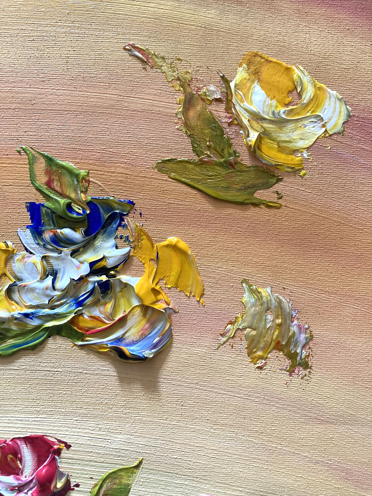 Tableau Croix de Camargue en fleurs, peinture sur toile format 40x40 cm. Original unique. Création peintre Virginie Linard ©.