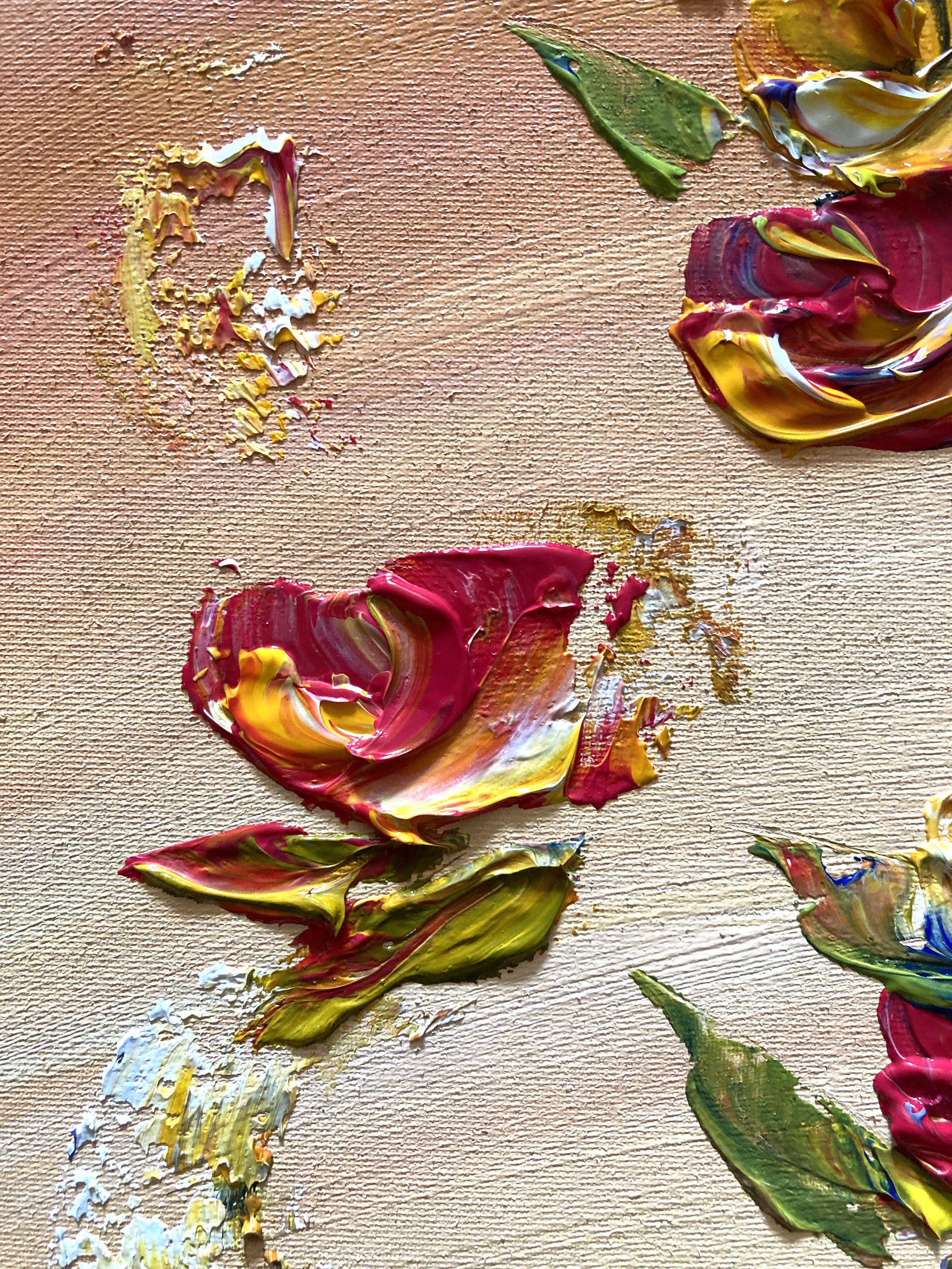 Tableau Croix de Camargue en fleurs, peinture sur toile format 40x40 cm. Original unique. Création peintre Virginie Linard ©.