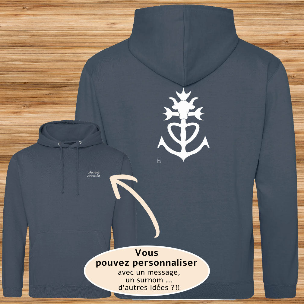 Taureau et Croix de Camargue Sweat-shirt à personnaliser avec un texte. Création Virginie Linard ©